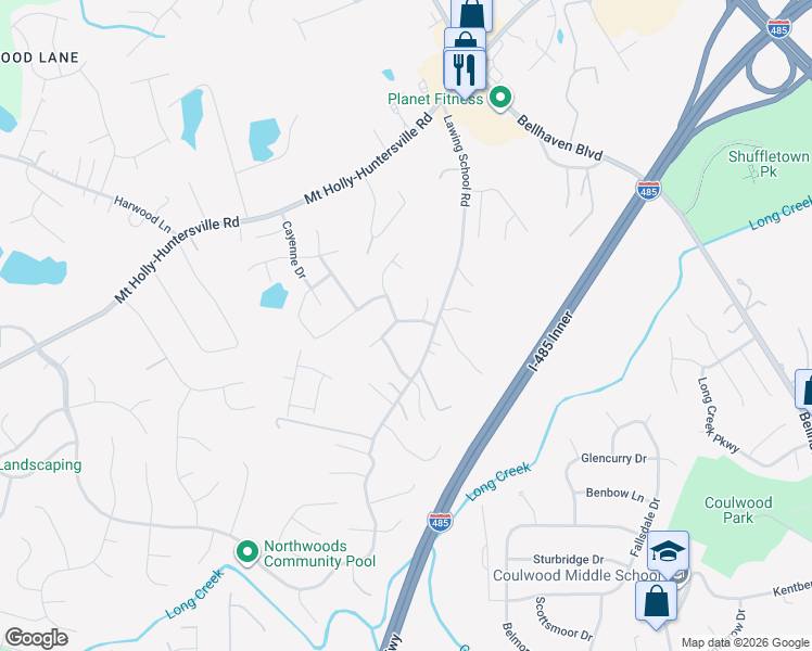 map of restaurants, bars, coffee shops, grocery stores, and more near in Charlotte