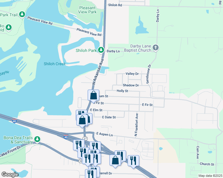 map of restaurants, bars, coffee shops, grocery stores, and more near 3311 North Detroit Avenue in Russellville