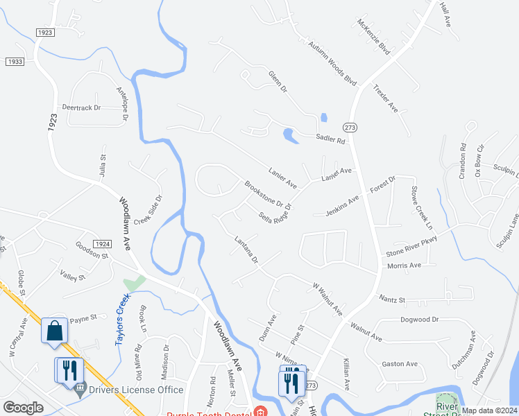 map of restaurants, bars, coffee shops, grocery stores, and more near 109 Sella Ridge Drive in Mount Holly