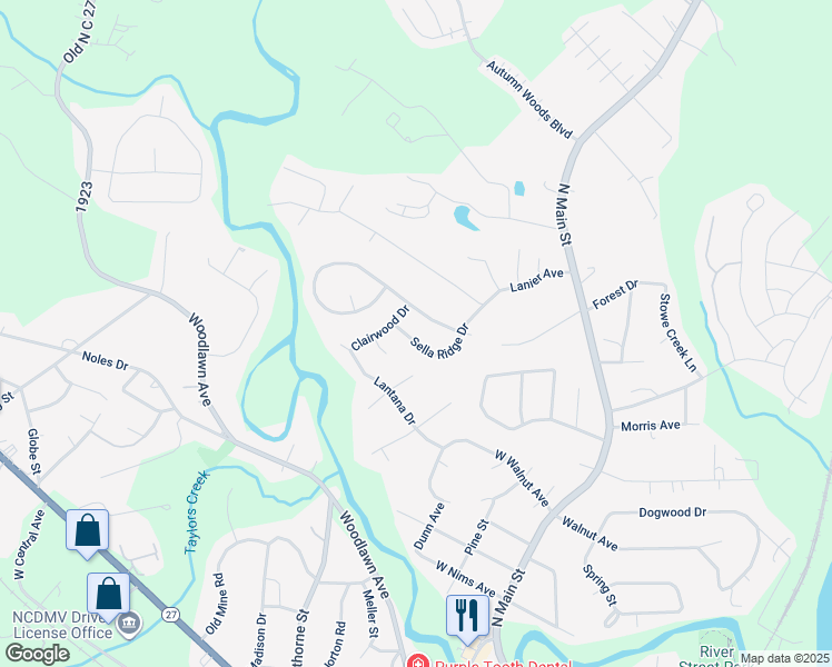 map of restaurants, bars, coffee shops, grocery stores, and more near 109 Sella Ridge Drive in Mount Holly