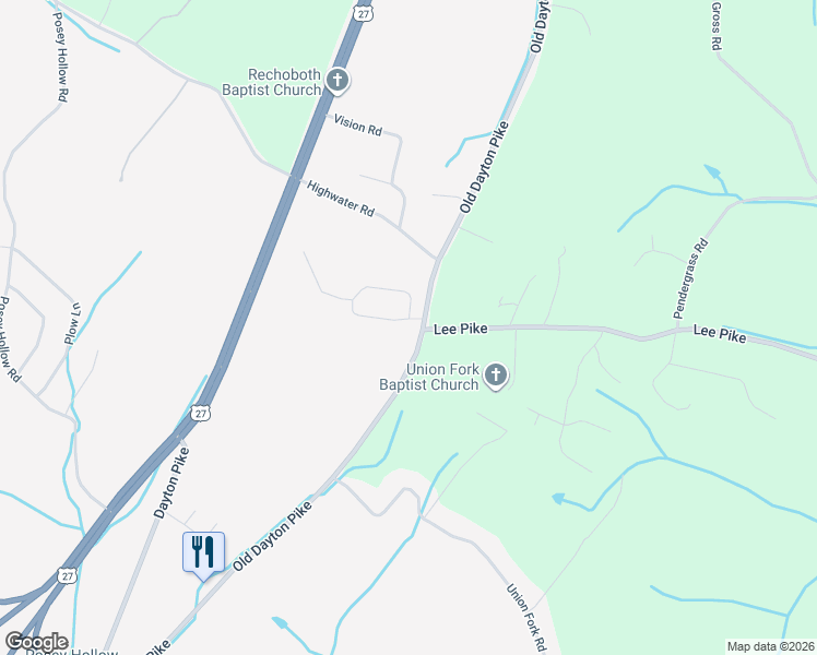 map of restaurants, bars, coffee shops, grocery stores, and more near 12503 Old Dayton Pike in Soddy-Daisy