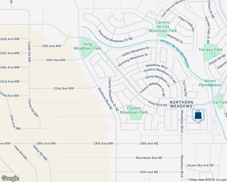 map of restaurants, bars, coffee shops, grocery stores, and more near 505 Bloomfield Meadows Drive Northeast in Rio Rancho