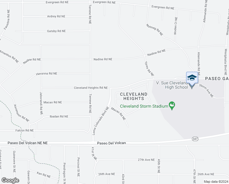 map of restaurants, bars, coffee shops, grocery stores, and more near 4153 Skyline Loop Northeast in Rio Rancho