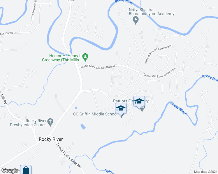 map of restaurants, bars, coffee shops, grocery stores, and more near 1762 Scarbrough Circle Southwest in Concord