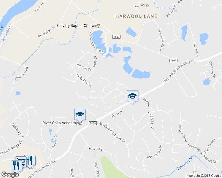 map of restaurants, bars, coffee shops, grocery stores, and more near 11330 Northwoods Forest Drive in Charlotte