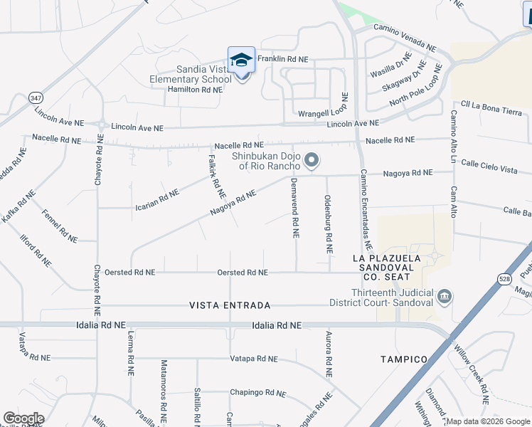 map of restaurants, bars, coffee shops, grocery stores, and more near 6808 Nagoya Road Northeast in Rio Rancho