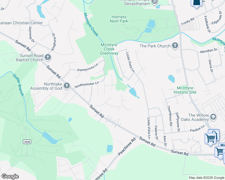 map of restaurants, bars, coffee shops, grocery stores, and more near 2807 Chalgrove Lane in Charlotte