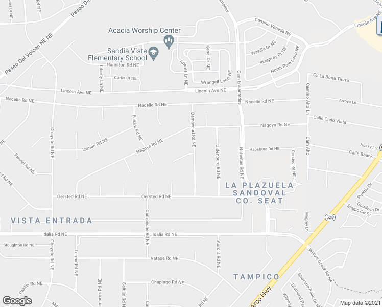 map of restaurants, bars, coffee shops, grocery stores, and more near 6801 Japura Court Northeast in Rio Rancho