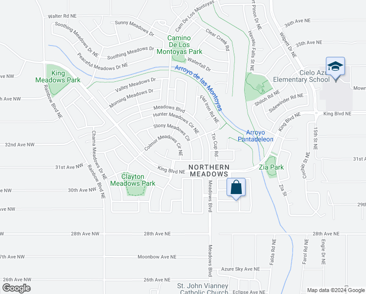 map of restaurants, bars, coffee shops, grocery stores, and more near 3223 Colmor Meadows Circle Northeast in Rio Rancho