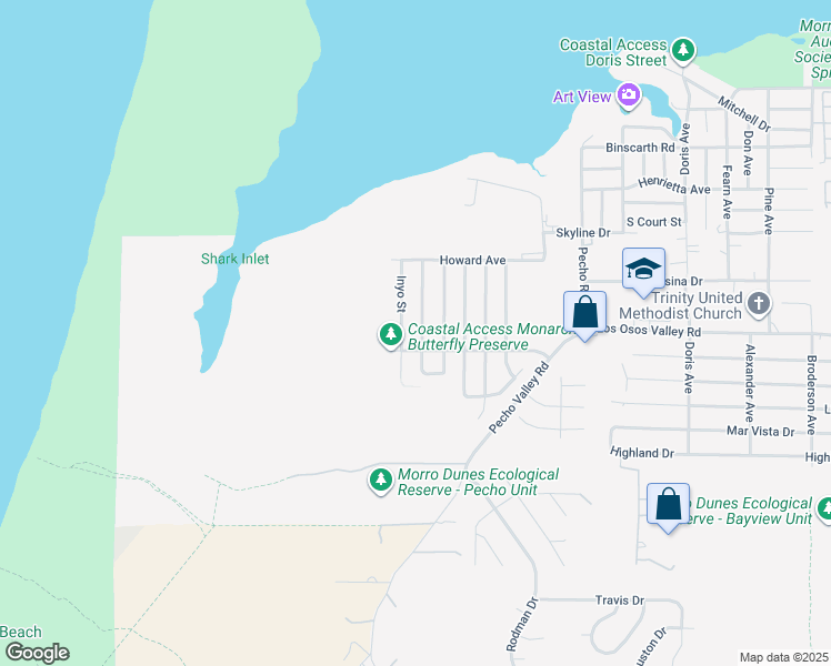map of restaurants, bars, coffee shops, grocery stores, and more near 2232 Humboldt Street in Baywood-Los Osos