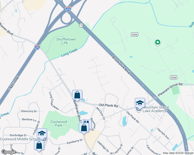 map of restaurants, bars, coffee shops, grocery stores, and more near 4639 Coppala Drive in Charlotte