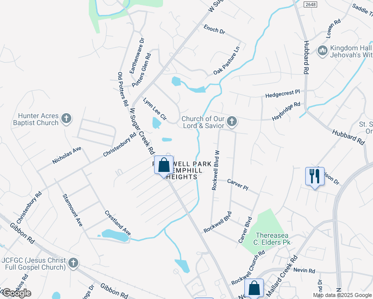 map of restaurants, bars, coffee shops, grocery stores, and more near 5511 Lee Marie Lane in Charlotte