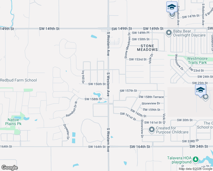 map of restaurants, bars, coffee shops, grocery stores, and more near 15620 Acacia Road in Oklahoma City