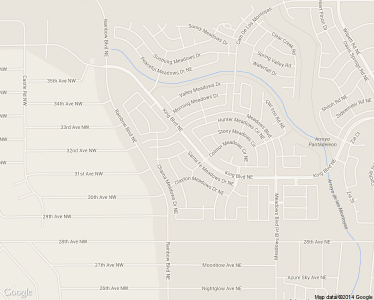 map of restaurants, bars, coffee shops, grocery stores, and more near 561 Santa Fe Meadows Drive Northeast in Rio Rancho