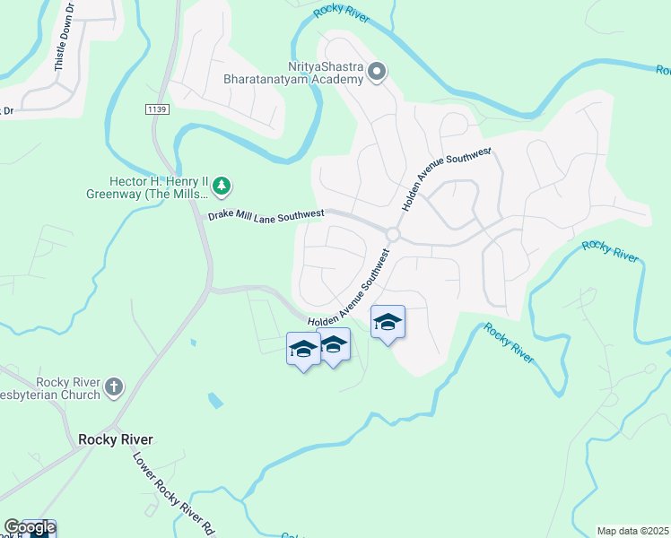 map of restaurants, bars, coffee shops, grocery stores, and more near 1524 Bailiff Court Southwest in Concord