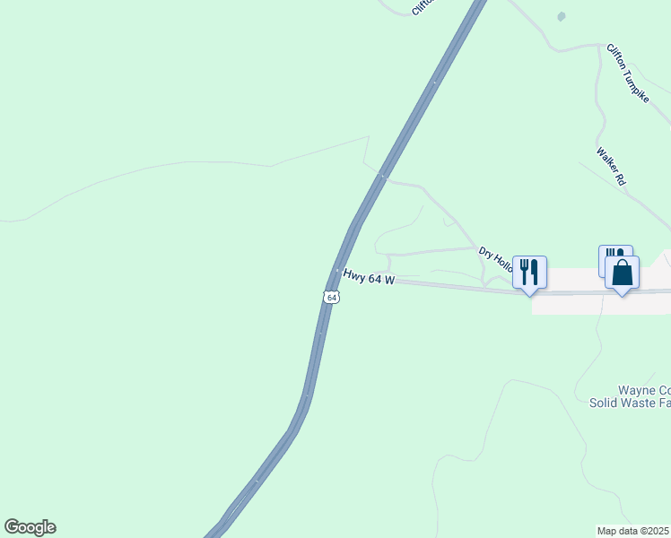 map of restaurants, bars, coffee shops, grocery stores, and more near 1150 U.S. 64 in Waynesboro