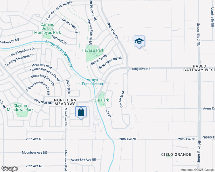 map of restaurants, bars, coffee shops, grocery stores, and more near 3301 Zia Street in Rio Rancho