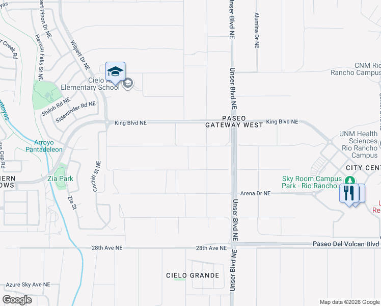 map of restaurants, bars, coffee shops, grocery stores, and more near 18th Street Northeast in Rio Rancho