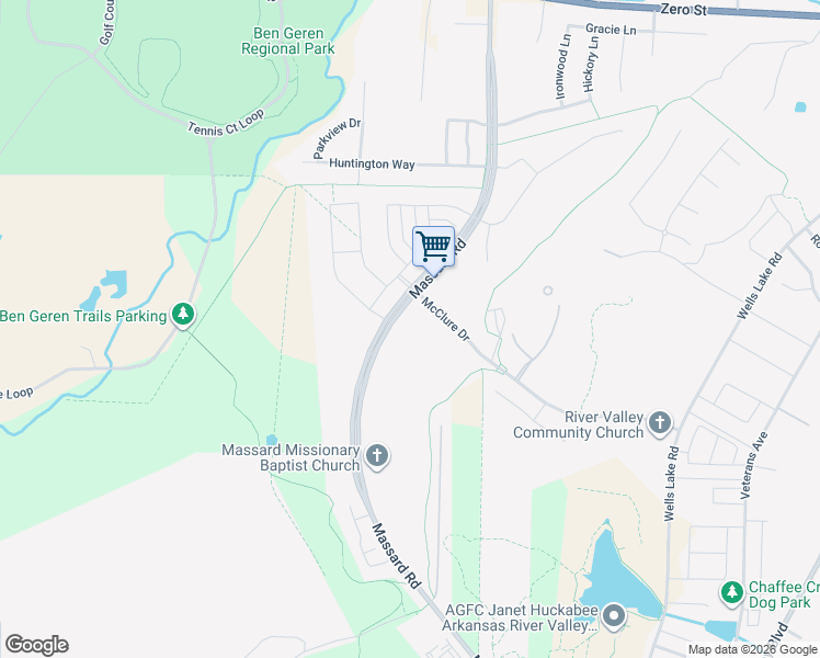 map of restaurants, bars, coffee shops, grocery stores, and more near 7351 Massard Road in Barling