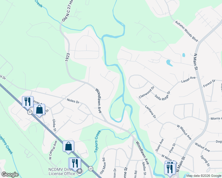 map of restaurants, bars, coffee shops, grocery stores, and more near 129 Creek Side Drive in Mount Holly
