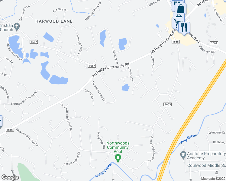 map of restaurants, bars, coffee shops, grocery stores, and more near in Charlotte