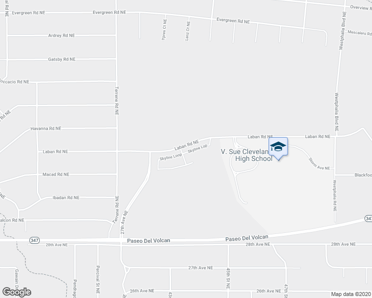 map of restaurants, bars, coffee shops, grocery stores, and more near 4541 Skyline Loop in Rio Rancho