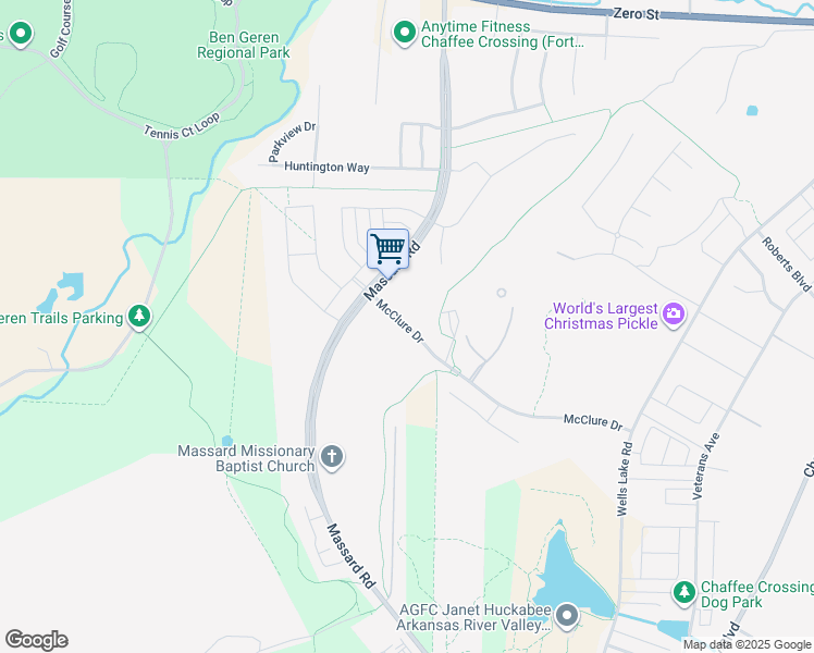map of restaurants, bars, coffee shops, grocery stores, and more near 8401 McClure Drive in Fort Smith