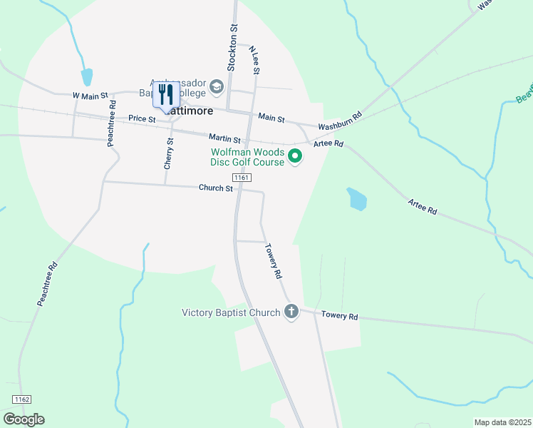 map of restaurants, bars, coffee shops, grocery stores, and more near 205 Oak Drive in Shelby