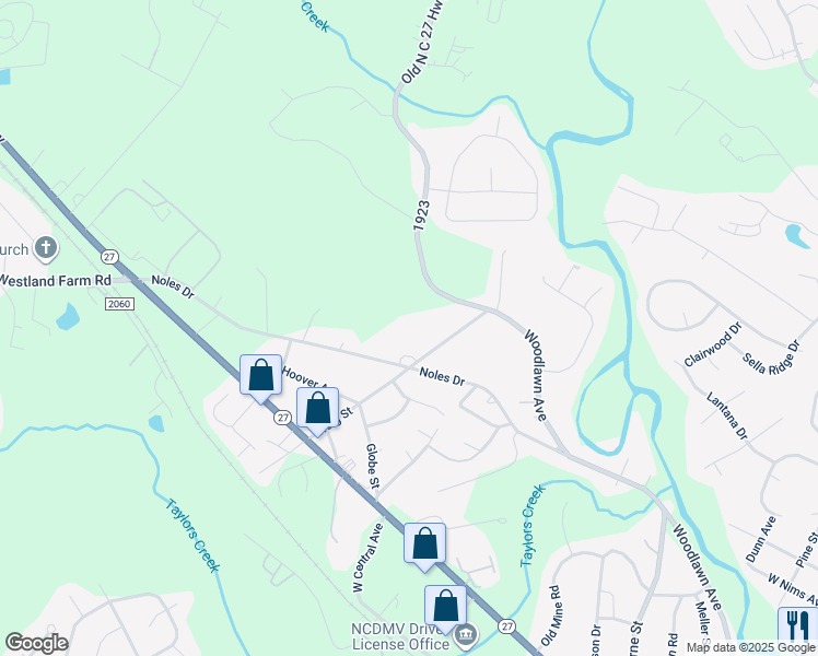 map of restaurants, bars, coffee shops, grocery stores, and more near 301 Craig Street in Mount Holly