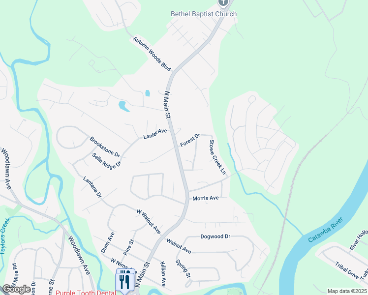 map of restaurants, bars, coffee shops, grocery stores, and more near 102 Forest Drive in Mount Holly
