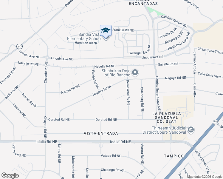map of restaurants, bars, coffee shops, grocery stores, and more near 6808 Nagoya Road Northeast in Rio Rancho