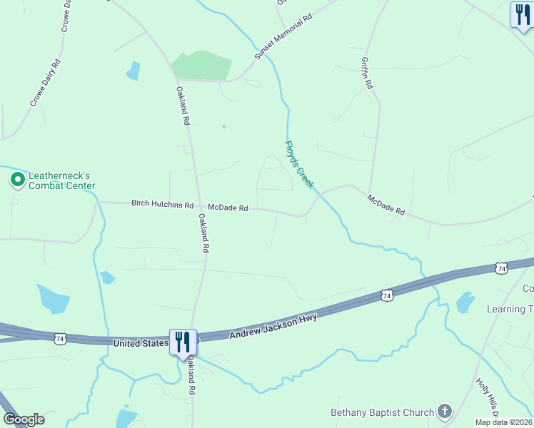 map of restaurants, bars, coffee shops, grocery stores, and more near 220 McDade Road in Forest City