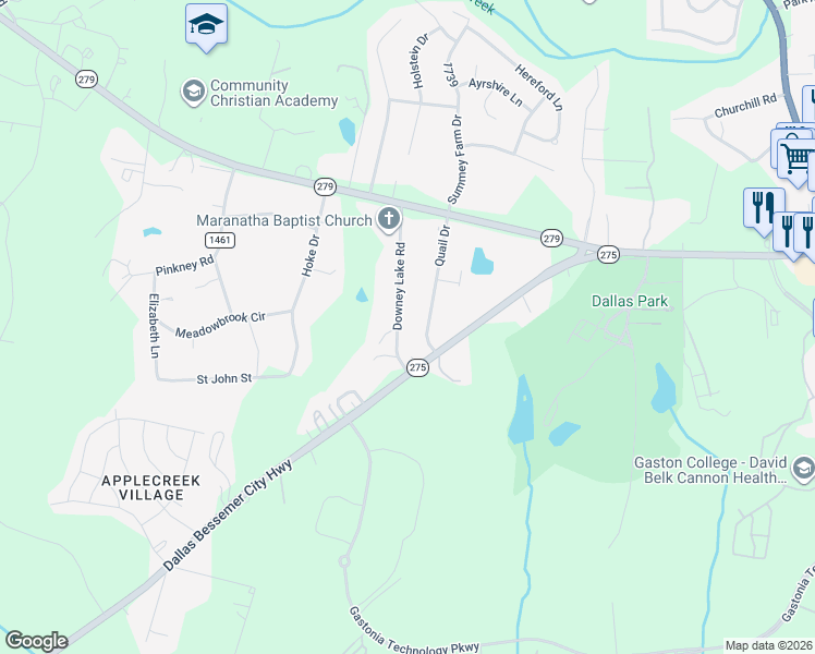 map of restaurants, bars, coffee shops, grocery stores, and more near 226 Quail Drive in Dallas