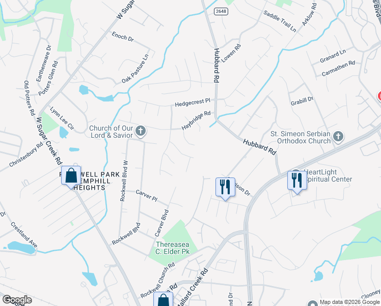 map of restaurants, bars, coffee shops, grocery stores, and more near 5413 Groveton Court in Charlotte