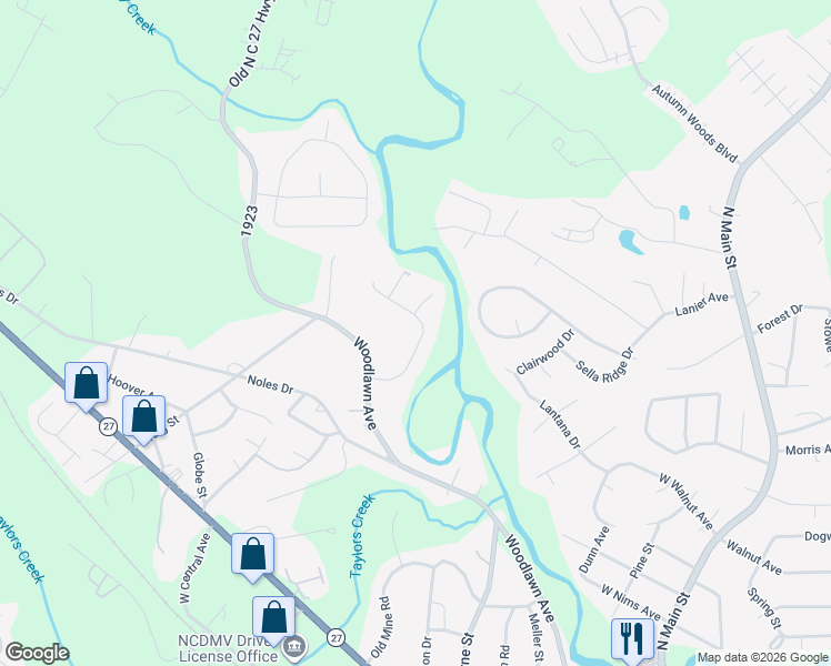 map of restaurants, bars, coffee shops, grocery stores, and more near 129 Creek Side Drive in Mount Holly