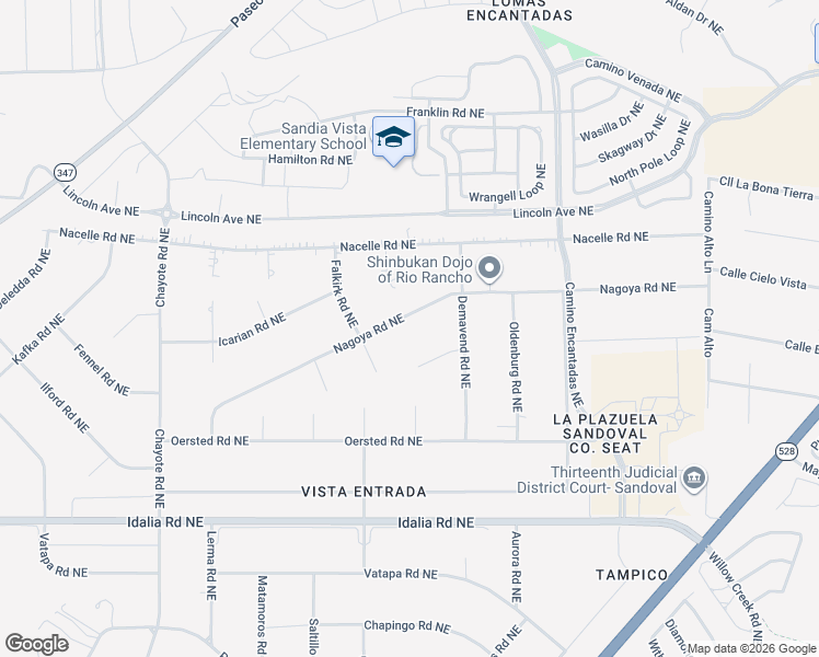 map of restaurants, bars, coffee shops, grocery stores, and more near 6808 Nagoya Road Northeast in Rio Rancho