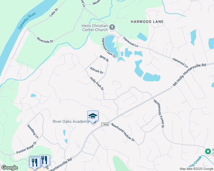 map of restaurants, bars, coffee shops, grocery stores, and more near 1318 Red Tallen Court in Charlotte