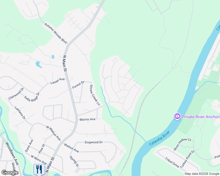 map of restaurants, bars, coffee shops, grocery stores, and more near 116 Moores Branch Road in Mount Holly