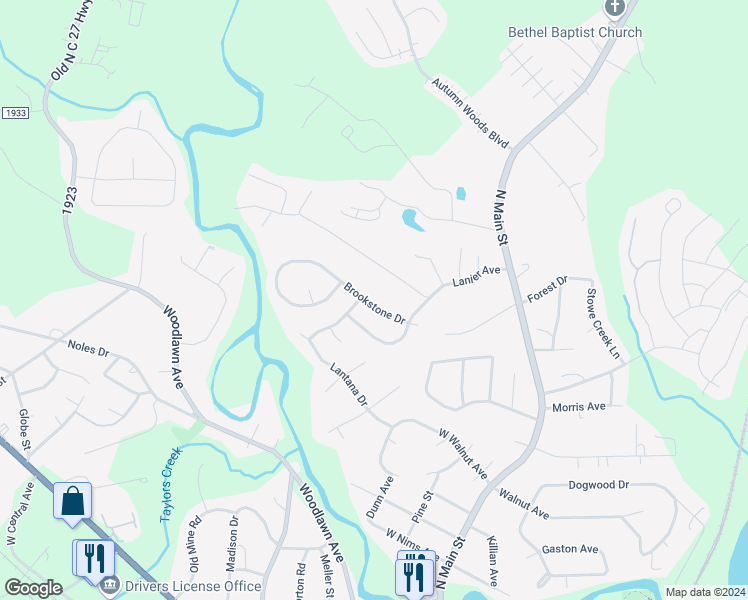 map of restaurants, bars, coffee shops, grocery stores, and more near 132 Brookstone Drive in Mount Holly