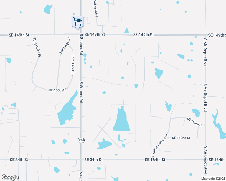 map of restaurants, bars, coffee shops, grocery stores, and more near 6000 Southeast 156th Street in Oklahoma City