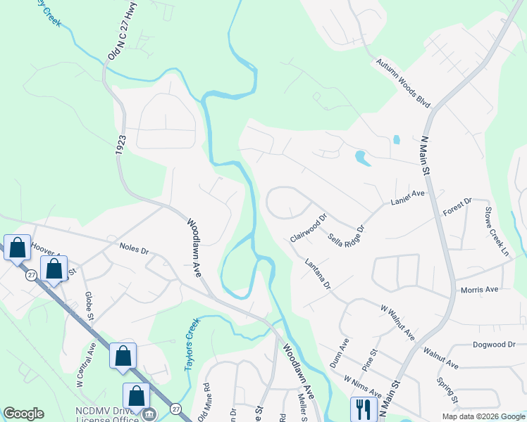 map of restaurants, bars, coffee shops, grocery stores, and more near 220 Brookstone Drive in Mount Holly