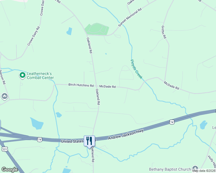 map of restaurants, bars, coffee shops, grocery stores, and more near 140 McDade Road in Forest City