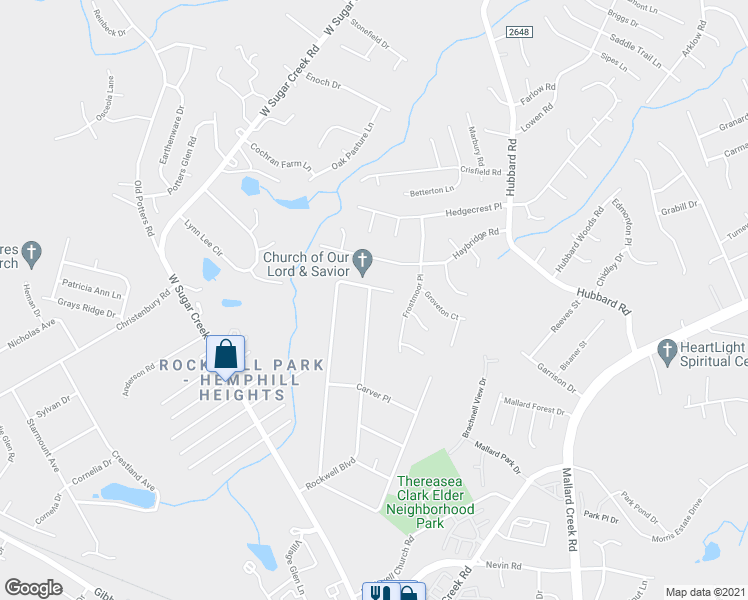 map of restaurants, bars, coffee shops, grocery stores, and more near 6722 Rockwell Boulevard in Charlotte