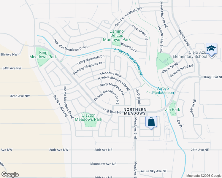 map of restaurants, bars, coffee shops, grocery stores, and more near 3331 Colmor Meadows Circle Northeast in Rio Rancho
