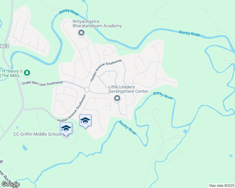map of restaurants, bars, coffee shops, grocery stores, and more near 7359 Mill Ruins Avenue Southwest in Concord