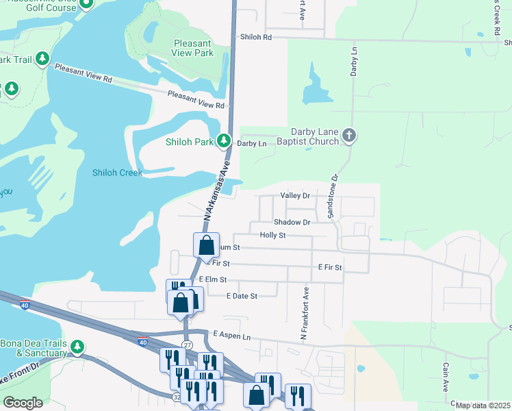 map of restaurants, bars, coffee shops, grocery stores, and more near 3311 North Detroit Avenue in Russellville