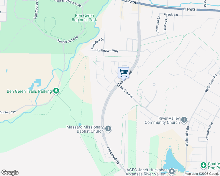 map of restaurants, bars, coffee shops, grocery stores, and more near 7351 Massard Road in Barling