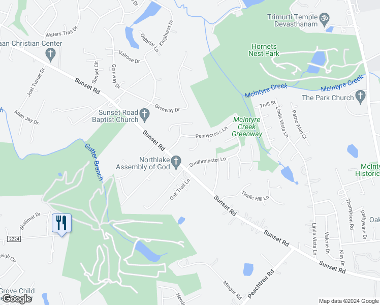 map of restaurants, bars, coffee shops, grocery stores, and more near 5712 Cardington Court in Charlotte