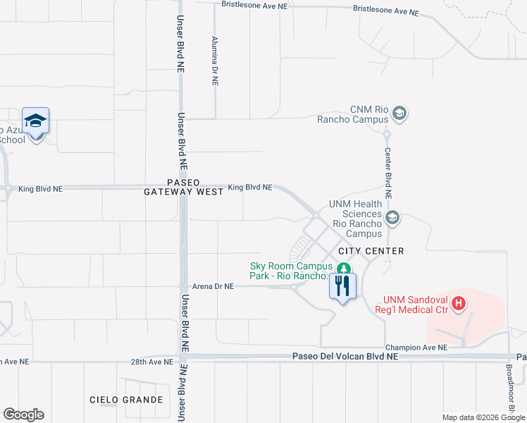 map of restaurants, bars, coffee shops, grocery stores, and more near 813 Cherry Road Northeast in Rio Rancho