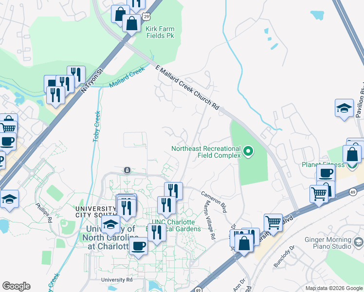 map of restaurants, bars, coffee shops, grocery stores, and more near 609 Lex Drive in Charlotte